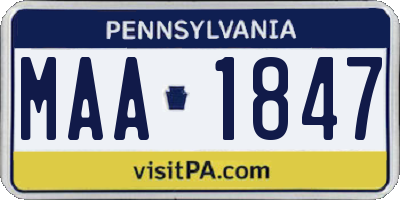 PA license plate MAA1847