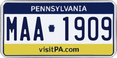 PA license plate MAA1909