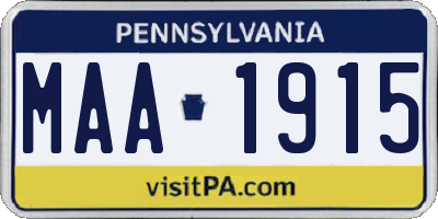PA license plate MAA1915