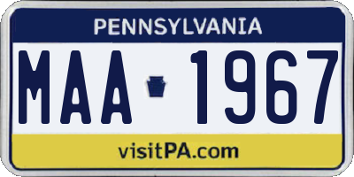 PA license plate MAA1967