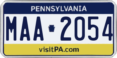 PA license plate MAA2054