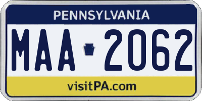 PA license plate MAA2062