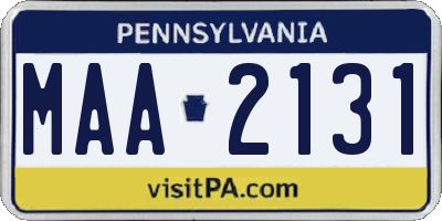 PA license plate MAA2131