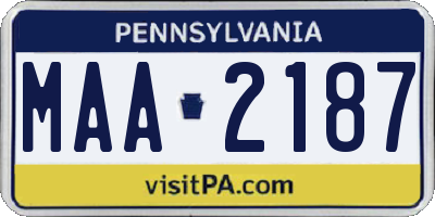 PA license plate MAA2187