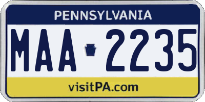 PA license plate MAA2235