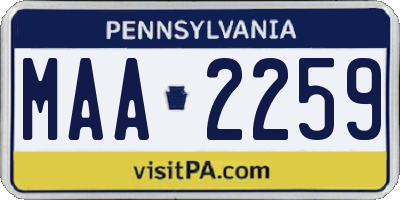 PA license plate MAA2259