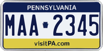 PA license plate MAA2345