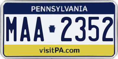 PA license plate MAA2352
