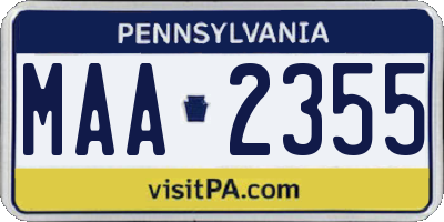 PA license plate MAA2355