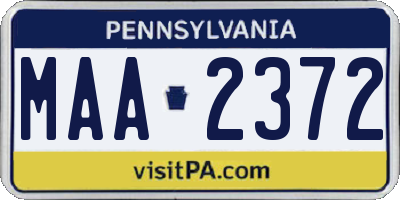 PA license plate MAA2372