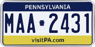 PA license plate MAA2431