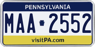 PA license plate MAA2552