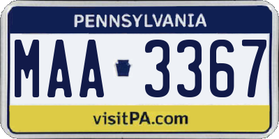 PA license plate MAA3367