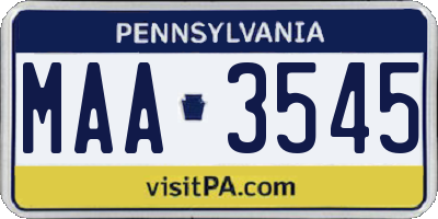 PA license plate MAA3545