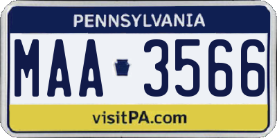 PA license plate MAA3566
