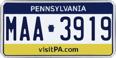 PA license plate MAA3919