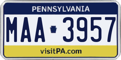 PA license plate MAA3957