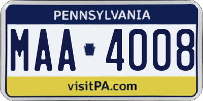 PA license plate MAA4008