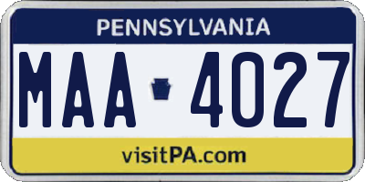 PA license plate MAA4027