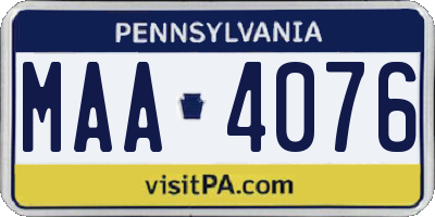PA license plate MAA4076