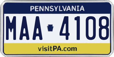 PA license plate MAA4108