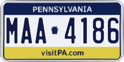PA license plate MAA4186