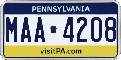 PA license plate MAA4208