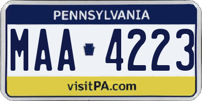 PA license plate MAA4223