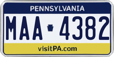 PA license plate MAA4382