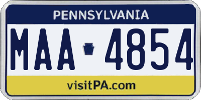 PA license plate MAA4854