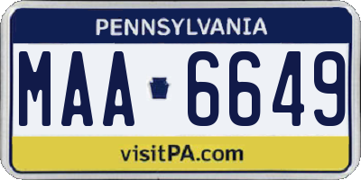 PA license plate MAA6649