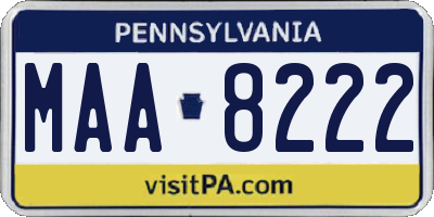 PA license plate MAA8222