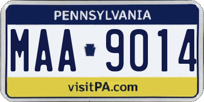 PA license plate MAA9014