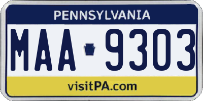 PA license plate MAA9303