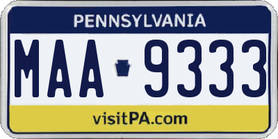 PA license plate MAA9333