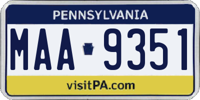 PA license plate MAA9351
