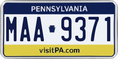 PA license plate MAA9371