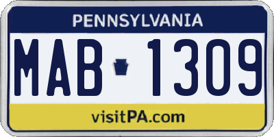 PA license plate MAB1309