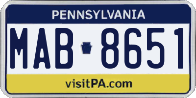 PA license plate MAB8651