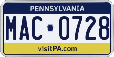 PA license plate MAC0728