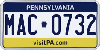 PA license plate MAC0732