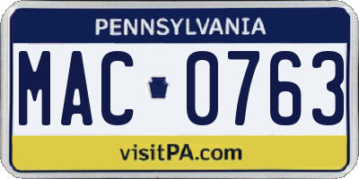 PA license plate MAC0763