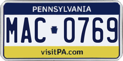 PA license plate MAC0769