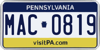 PA license plate MAC0819
