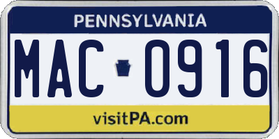 PA license plate MAC0916