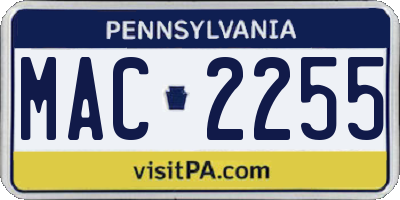 PA license plate MAC2255