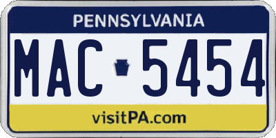 PA license plate MAC5454
