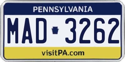 PA license plate MAD3262