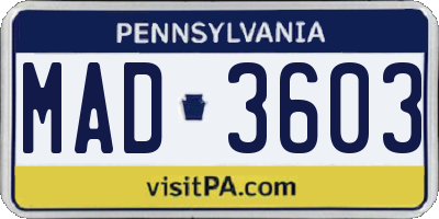 PA license plate MAD3603
