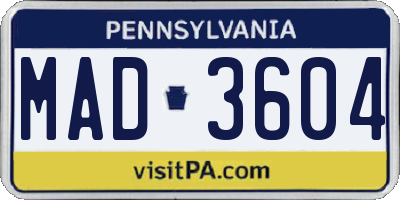 PA license plate MAD3604